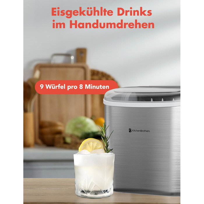 KitchenBrothers Ice Cube Machine Small - Crushed Ice Machine - Ice Cube Machine, Cubes - Ice Cube Maker - Ice Maker - Ice Cube Machines - Ice Crusher - Icecrusher