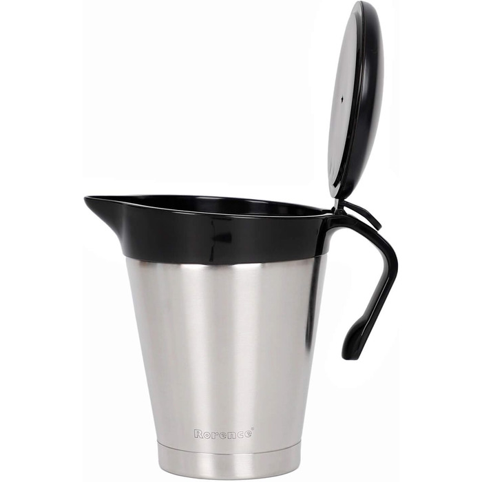Rorence 950 ml Stainless Steel Thermos Saucepan with Flip Lid, Double Insulated Sauce Pot/Sauce Jug/Thermos Sauce Pot for Dinner Parties