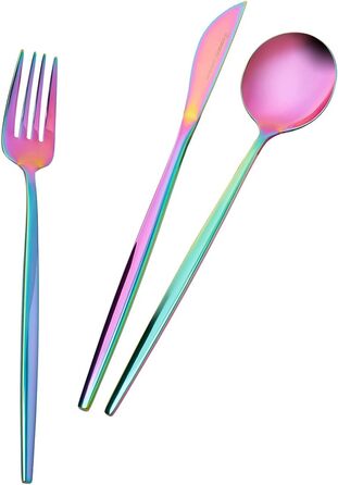 Karaca Orion Matte Rainbow 30-Piece Cutlery Set for 6 People - Cutlery, Knives, Forks, Dessert Forks, Stainless Steel, Dining Cutlery, Table Cutlery Set - Healthy and Hygienic, Modern Design