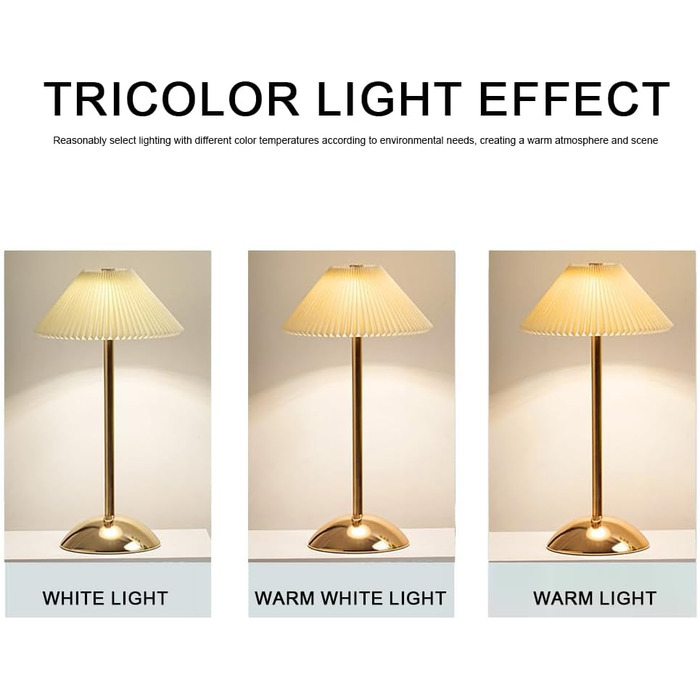 Світлодіодна настільна лампа Starnearby бездротова, з сенсорним димером, акумуляторна, 3 режими освітлення, вінтажний плетений металевий дизайн, для спальні, офісу, тумбочки (Бежева + Золота основа)