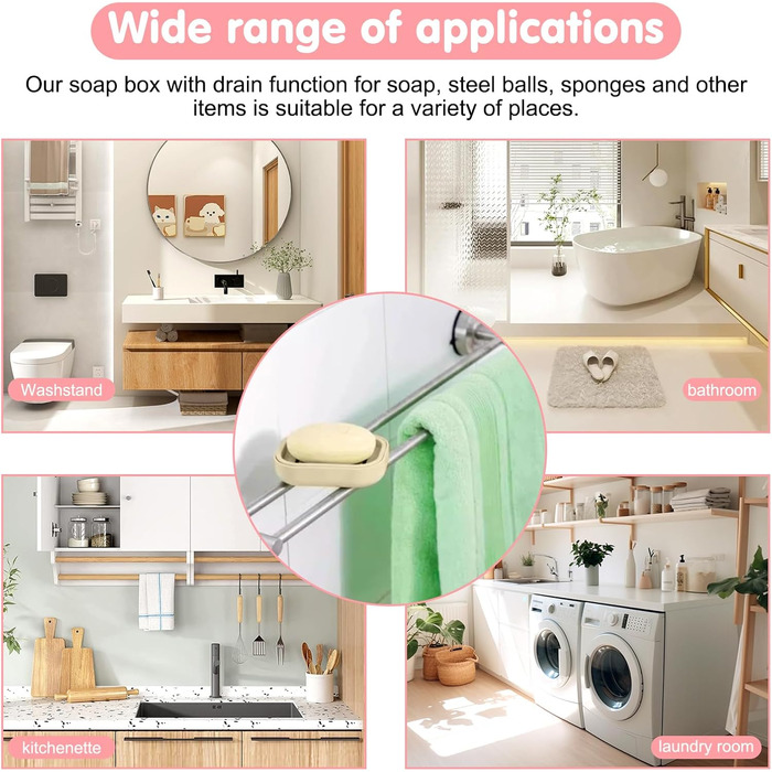 Двохсекційна мильниця овальної форми з піддоном для води. Мильниця з пластику, неслизька та міцна, для ванної кімнати, кухні, лічильника, душу (бежева та хакі)