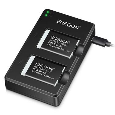 Акумулятор ENEGON NB-13L (2 шт.) + Зарядний пристрій для Canon PowerShot G5 X, G5X Mark II, SX720 HS, SX730 HS, SX740 HS