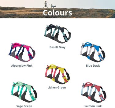 Шлейка для собак Ruffwear Flagline з ручкою, легка, регульована, 3 точки кріплення для повідка, посилена стрічка, міцний металевий V-кільце, Базальтовий сірий, розмір Small