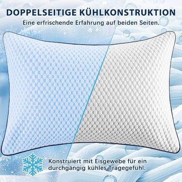 Подушка з піни Memory Foam для сну: охолоджуюча, ергономічна для бокових, спинних та тих, хто спить на животі (40x80 см, блакитно-сіра)