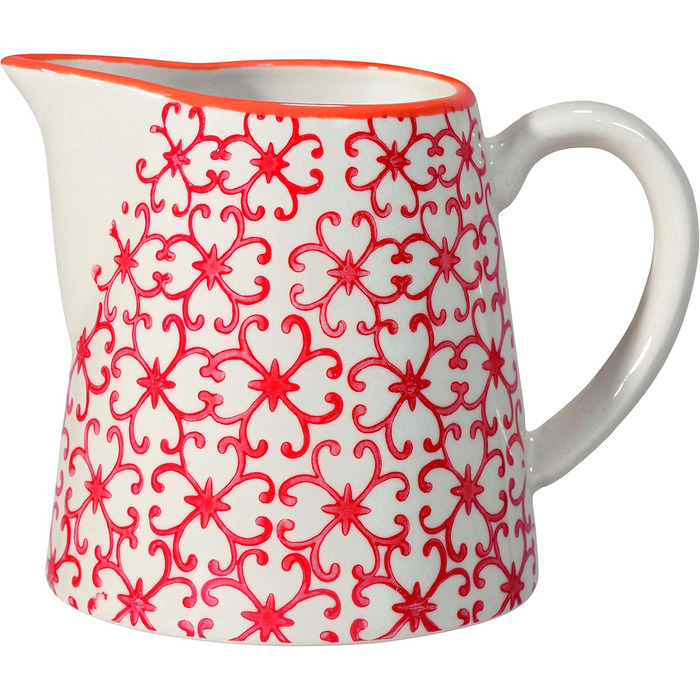 Bloomingville Milk Jug Carla Express Retro Cream Jug Pitcher Small Jug Ø 8.5 x H 8.5 cm, red, Ceramic, holds approx. 250 ml