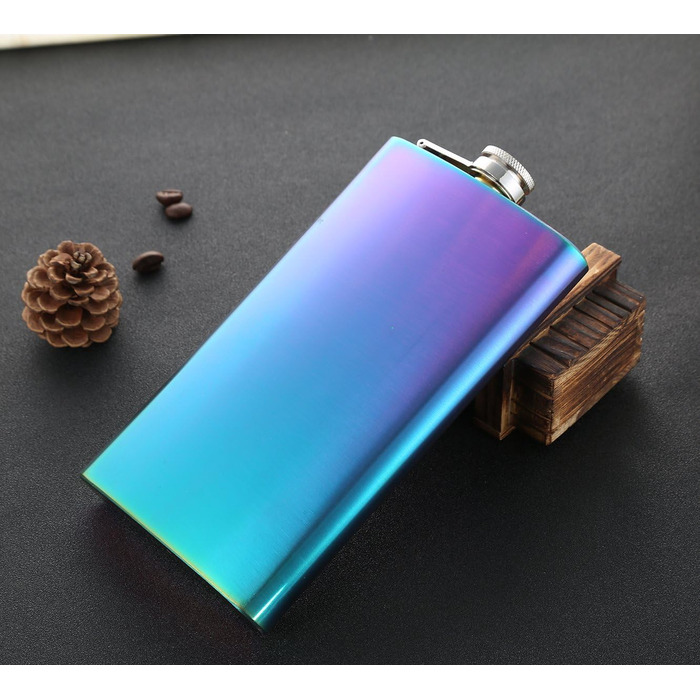 Фляга TANEAXON з воронкою та коробкою, нержавіюча сталь, не протікає (Райдужний колір, 355 мл)