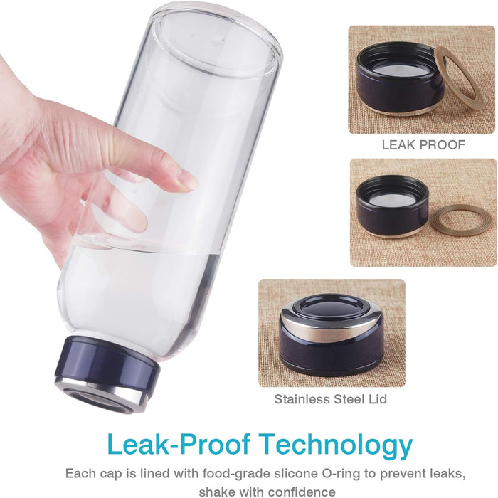 1.5 Liter / 1.5L Glass Drinking Bottle with Neoprene Sleeve 1500ml Borosilicate Glass Water Bottle with Stainless Steel Lid BPA Free Glass Bottle