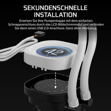 CORSAIR Nautilus RS LCD Модуль – для систем охолодження Corsair Nautilus RS та Nautilus RS ARGB AIO – 2.1” IPS LCD екран, проста установка без інструментів, білий