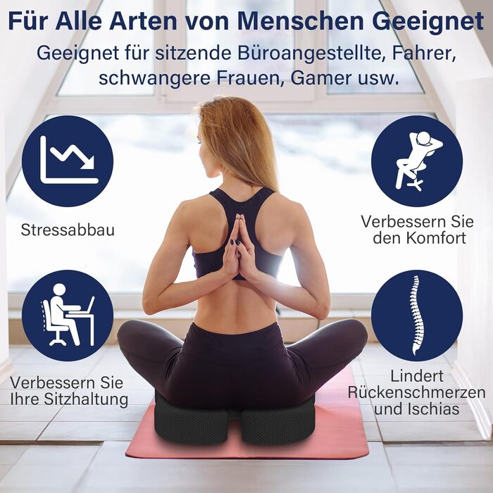 Ортопедична подушка для сидіння Juspota: комфорт та підтримка для офісу та автомобіля. Зменшує навантаження на куприк, розслаблює, чорного кольору.