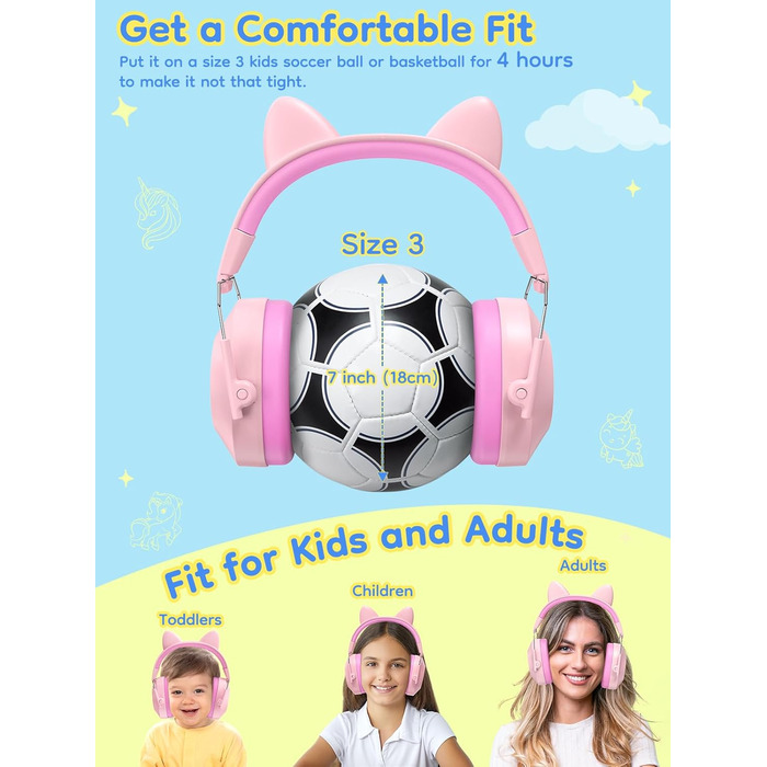 Навушники захисні дитячі Dr.meter SNR 32dB, захист від шуму для дітей з аутизмом, концерти, авіашоу (2 шт. зелені та рожеві)