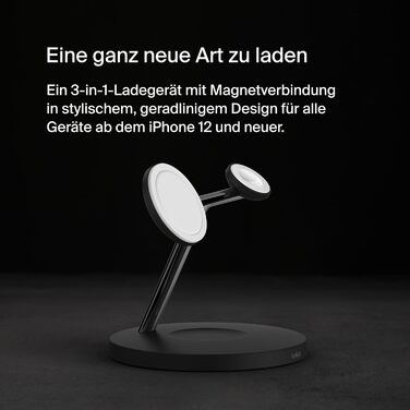 Belkin MagSafe 3-в-1 Бездротова Зарядка: Швидка Зарядка для iPhone, Apple Watch та AirPods (15W) - Чорний