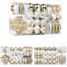 Набір прикрас для ялинки Shareconn: 106 шт. у 24 кольорах, міцні ялинкові кулі, декор для ялинки, святкування, весілля (шампань-золото та білий)
