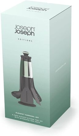 Набір кухонних аксесуарів Joseph Joseph Elevate, 6 предметів, з поворотним підставою, ергономічні силіконові ручки, антипригарне покриття – блакитний, багатобарвний (блакитний/червоний/білий)