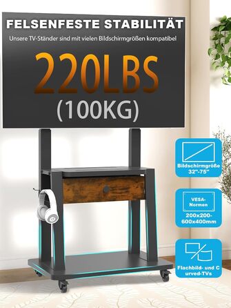 Мобільна тумба під телевізор Rollbarer 32-75