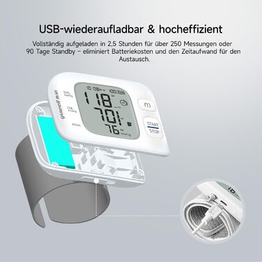 Тонометр Yuwell YE8800CR на зап'ясті, акумуляторний, для дому, з виявленням аритмії, з чохлом та USB-кабелем