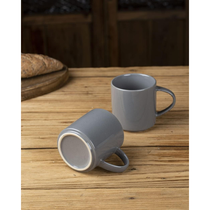 Набір посуду Nebula для 6 осіб, 18-ти частинний: тарілки та миски, керамічний набір, таріль/сервіз, підходить для мікрохвильової печі та посудомийної машини, колір кориця (темно-сірий), 6 чашок (355мл)