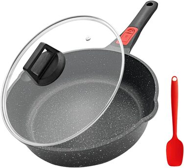 Сковорода з кришкою 24 см, антипригарне покриття, знімний ручка, підходить для всіх типів плит