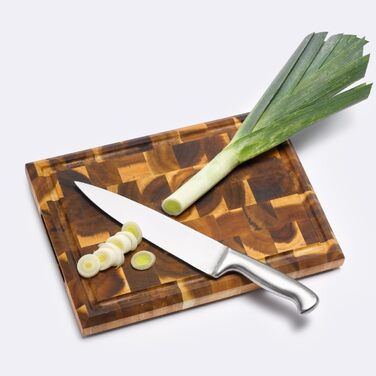 iWerk® – Kitchen block made from brainwood 34 × 24.5 cm | High-quality solid wood | Butcher block made from sustainable acacia wood | Discover oiled wooden cutting boards for kitchen & gastronomy