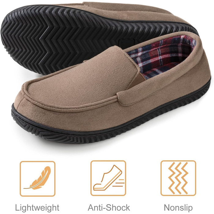 Чоловічі домашні тапочки RockDove Alexander з дихаючим фланелевим підкладкою та неслизькою підошвою з піни (44 EU, Мокка)