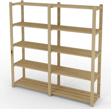 Lenmar Series B Wooden Shelf, Pine, Wood, Light Beige, B-20 170 x 80 x 40 cm, 5 Shelves, Bookcase, Wooden Shelf, Standing Shelf, Wall Shelf, Shelf with 5 Shelves, Office Shelf, for Living Room, Storage Shelf (B-30 170 x 150 x 40 cm 5 Shelves)