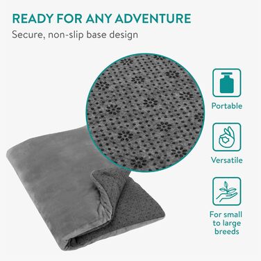 Тепла ковдра для собак та котів Navaris - м'яка термоковдра 100 x 70 см - сіра