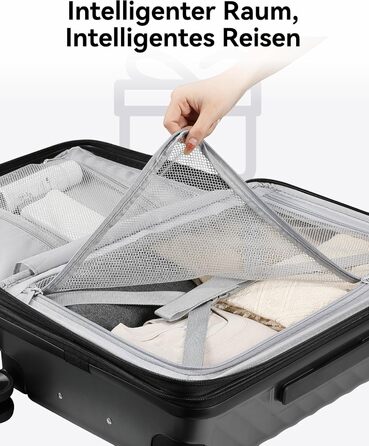 LUGGEX Carry-on Suitcase Hard Shell with Wheels - Expandable to 38L - Robust Polycarbonate for Stress-Free Travel (Black, 55*35*23CM)