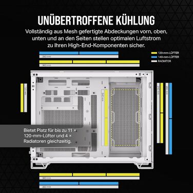 Корпус для ПК CORSAIR 2500D Airflow mATX - білий, без вентиляторів, двокамерний дизайн