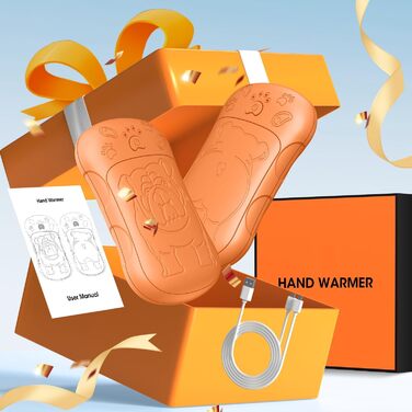 Електричні грілки для рук, 2 шт. 6000 мАг, акумуляторні, багаторазові, для спорту, полювання, кемпінгу, теплий подарунок для жінок, чоловіків, дітей (Помаранчевий)