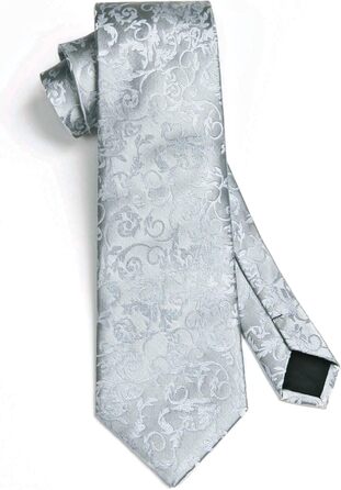 HISDERN Комплект краватки та нагрудного хустинки для весілля, Пайслі, жаккард, однотонні кольори, білий