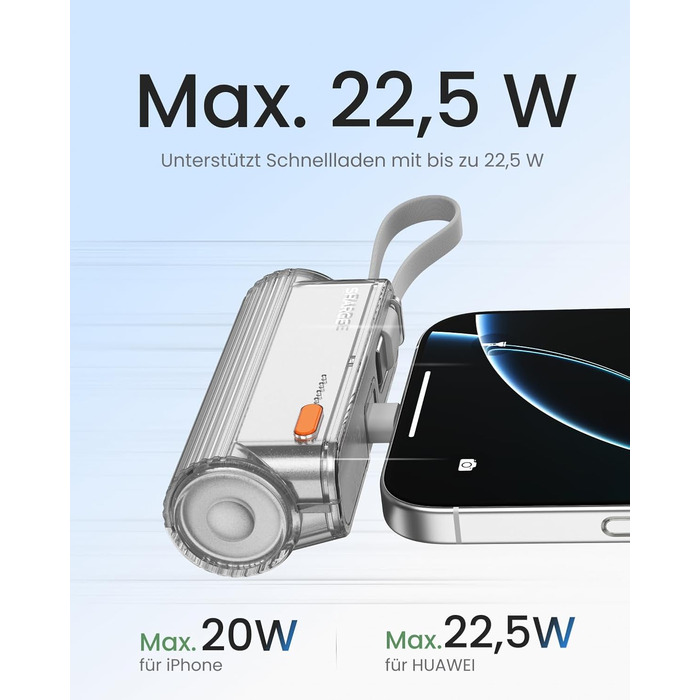Power Bank SHARGE Flow Mini 2 22.5W: Компактний павербанк з інтегрованим кабелем для iPhone та Galaxy