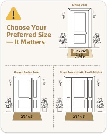 Прикільчиковий килимок COLOR&GEOMETRY для вулиці 60x90 см, протибризковий та вологопоглинаючий килим-грязезахисний, протиковзкий, бежевий