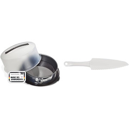 Форма для випікання Zenker 7020 з кришкою 28 см DELUXE + ніж для торта 29 см, набір для кондитера, пластик, білий