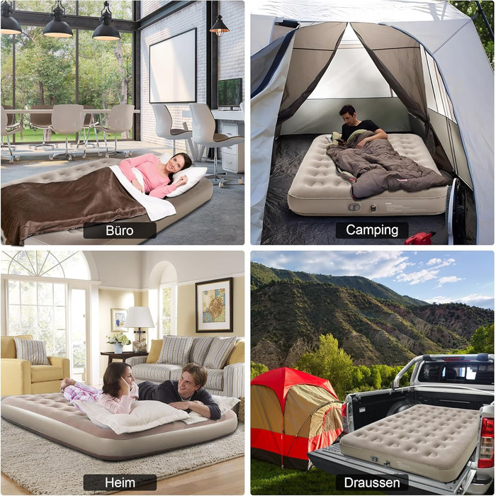 Надувний матрац для 2 осіб з електричним насосом, 190 x 125 x 20 см - для дому та кемпінгу