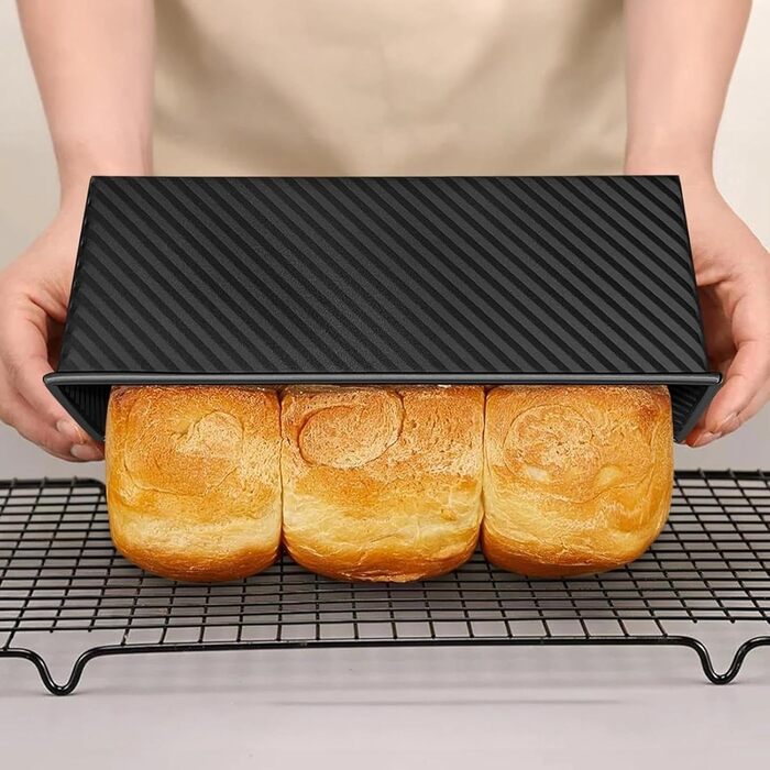 Форма для випічки хліба Toastbrot (2 шт) з кришкою, карбонсталь, чорний та рожевозолотий, для хліба, кексів та випічки
