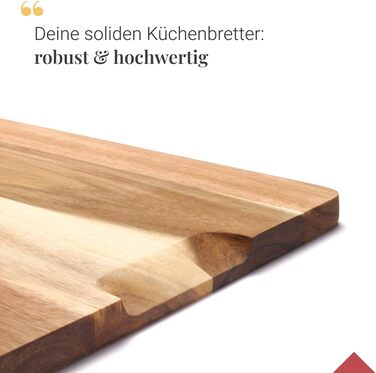 4-Pack Acacia Cutting Boards | 4 Large Kitchen Boards Made of Sustainable Acacia Wood | Discover Oiled Wooden Cutting Boards for Kitchen & Catering