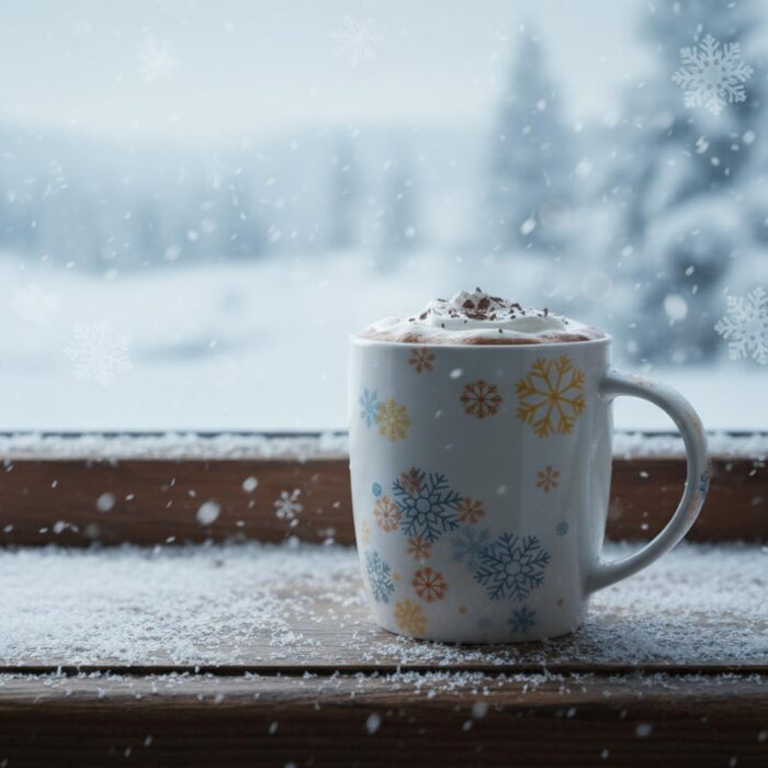 4 чашки для кави Com-Four® з кераміки, 250 мл, святковий дизайн (червоний/сірий/зелений/синій)