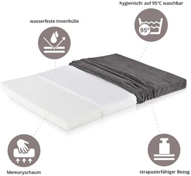 Килимок для собак ONVAYA® з піною з пам'яті | Ортопедичний | Можна прати при 95°C | Сірий | Розмір S | Матрац для собак | Підстилка для собак | Килимок для лежання (78 x 55 x 5 см)