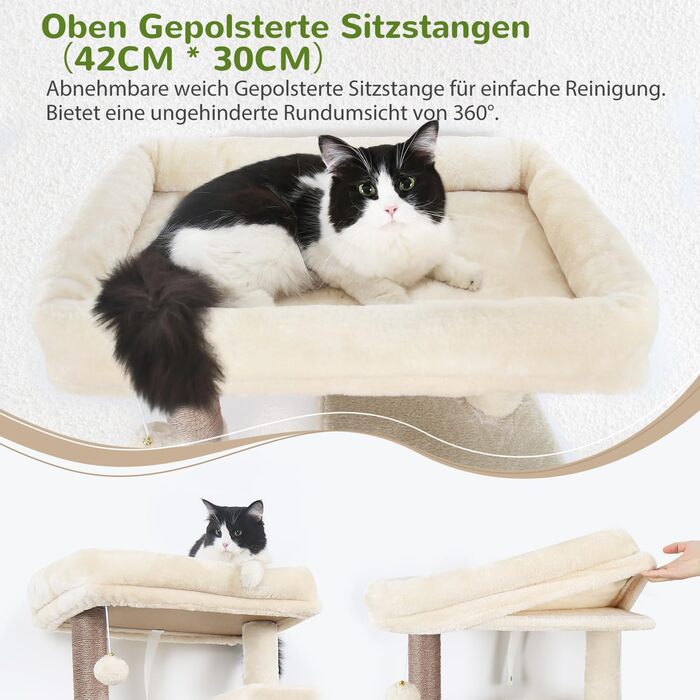 Драбина-кіготь Globlazer Kaktus (178 см) для котів: велика, з гамаком, будиночком та сходами з сизалю. Підходить для 2-4 великих котів. Колір: зелений (F70 Pro)