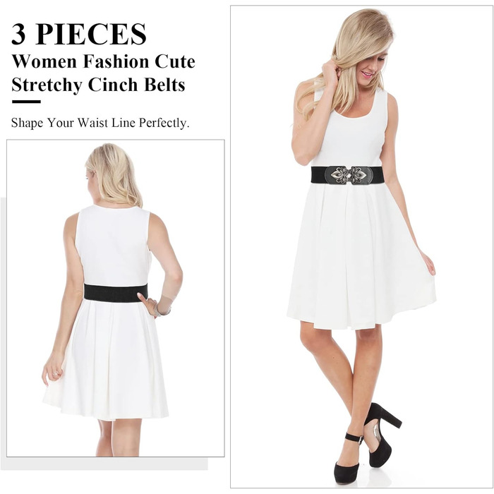 Жіночий еластичний пояс LEACOOLKEY 80 см (34-41 дюймів) - чорний, коричневий, бежевий