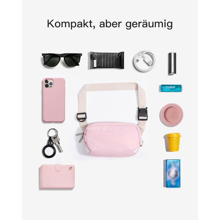 Сумка на пояс Inateck X-Mini, 1.5 л, RFID захистом, для подорожей, спорту, туризму (Рожева)