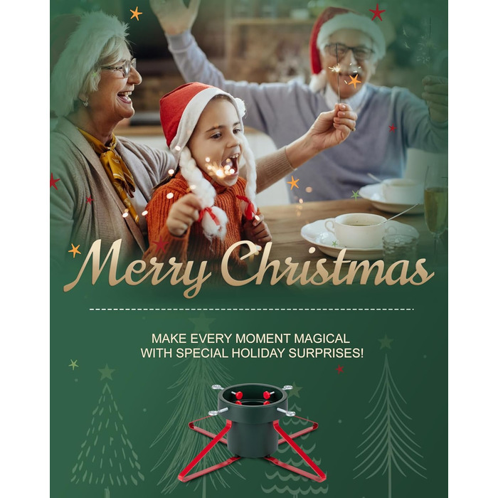 Підставка для ялинки з водою PUDO: міцна, для ялинок до 2,5м, зелений колір