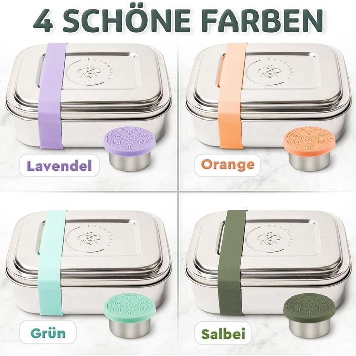 Бенто-бокс Everusely 0.8L з нержавіючої сталі з контейнером для спецій та органайзером для перекусів (3 відділення)