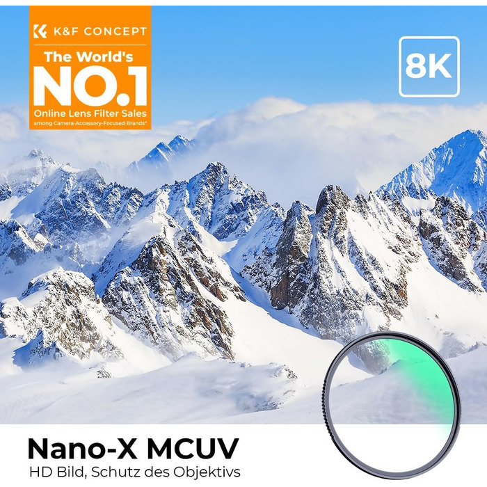 Фільтр UV K&F Concept Nano X-Serie 58mm Schott-Glas, 28 шарів MC, Super Slim, захист від ультрафіолету