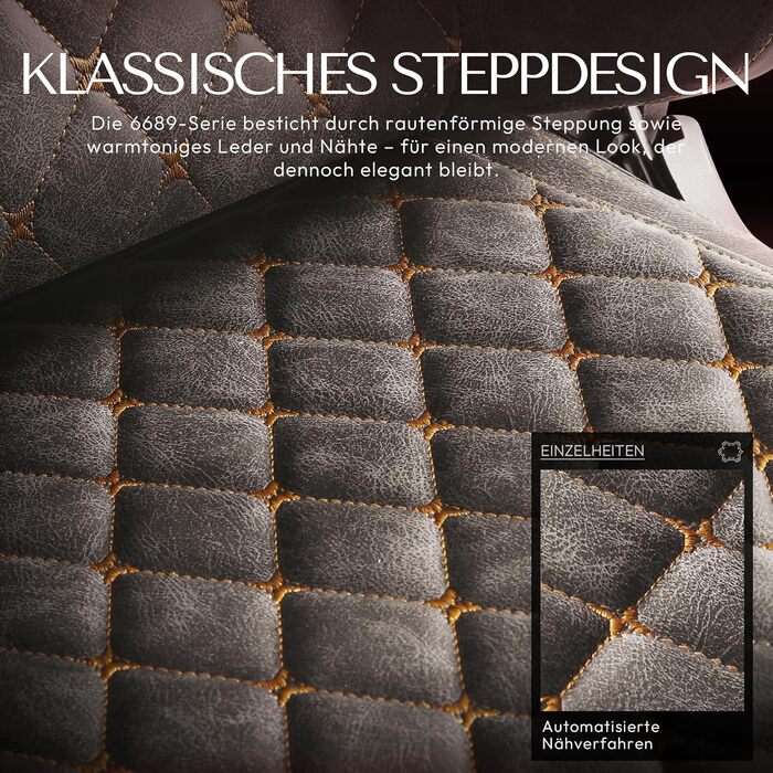 Ігровий крісло Dowinx з PU шкіри, масажна поперекова підтримка та підніжка, регулювання 90°-170°, до 200 кг, для дому та геймінгу (колір: коричневий, 4D)