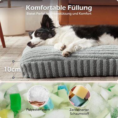 Ліжко для собак середніх порід, м'яке, знімне, з корзиною, неслизьке, 74x53x8 см (119x74x10 см), сірий колір