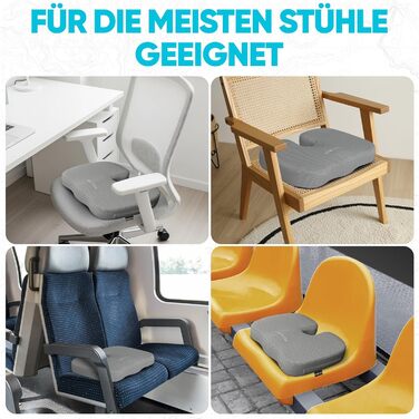 Крісло-подушка FORTEM: м'який, антиковзний наповнювач Memory Foam, сірий дихаючий чохол, для офісного, ігрового та автомобільного крісла