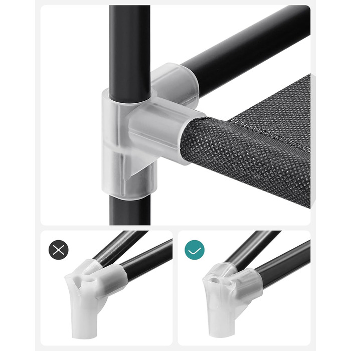 SONGMICS Wardrobe, Clothes Closet, 45 x 170 x 167 cm, 4 Hanging Shelves, with Shelves, 4 Side Pockets, Lots of Space, for Bedroom, Living Room, Black RYG094B02