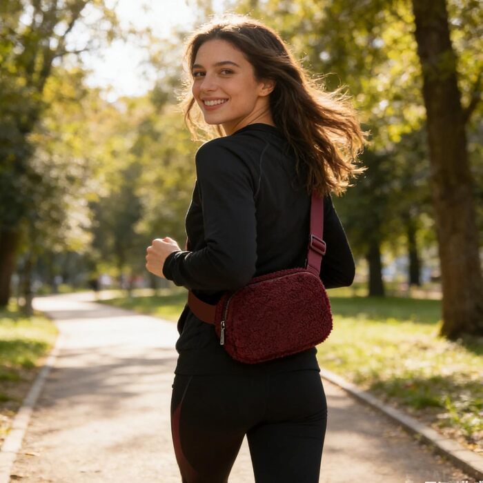 Сумка на пояс для жінок та чоловіків: спортивна, з регульованим ремінцем та блискавкою. Містка сумка для телефону, ідеальна для бігу, подорожей, прогулянок та активного відпочинку (колір: коричневий, тедді).