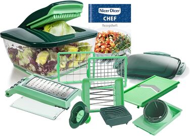 Набір для нарізки овочів Genius Nicer Dicer Chef (15 предметів) з мискою, для нарізки овочів, фруктів, салатів, кубиками, соломкою, з реклами TV