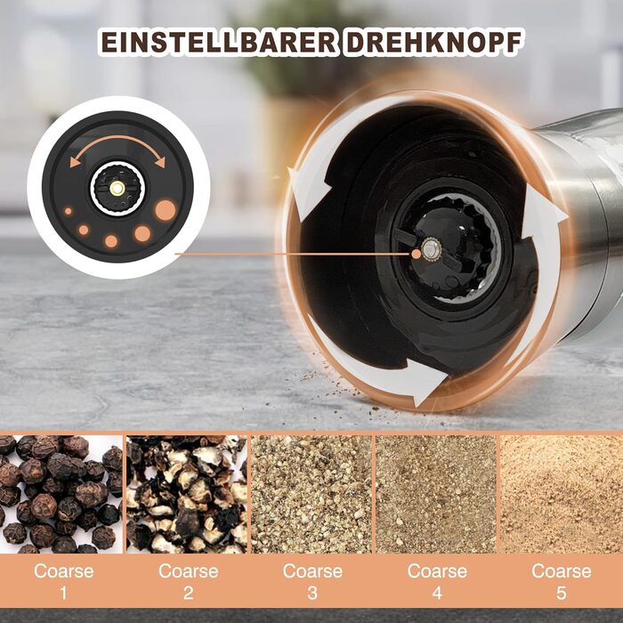 Набір меланець для солі та перцю KitchenBoss з керамічним жорном, з нержавіючої сталі, для солі, перцю, чилі (без наповнювача)